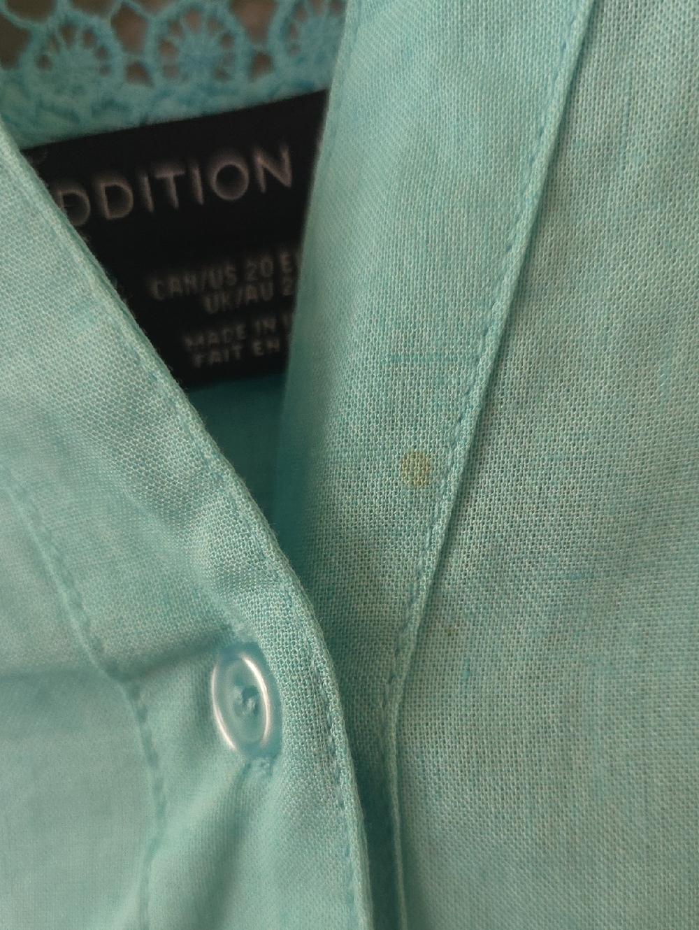 Addition Elle Womens Plus Size Linen Blend Turquoise Sleeveless Blouse - Picture 7 of 7
